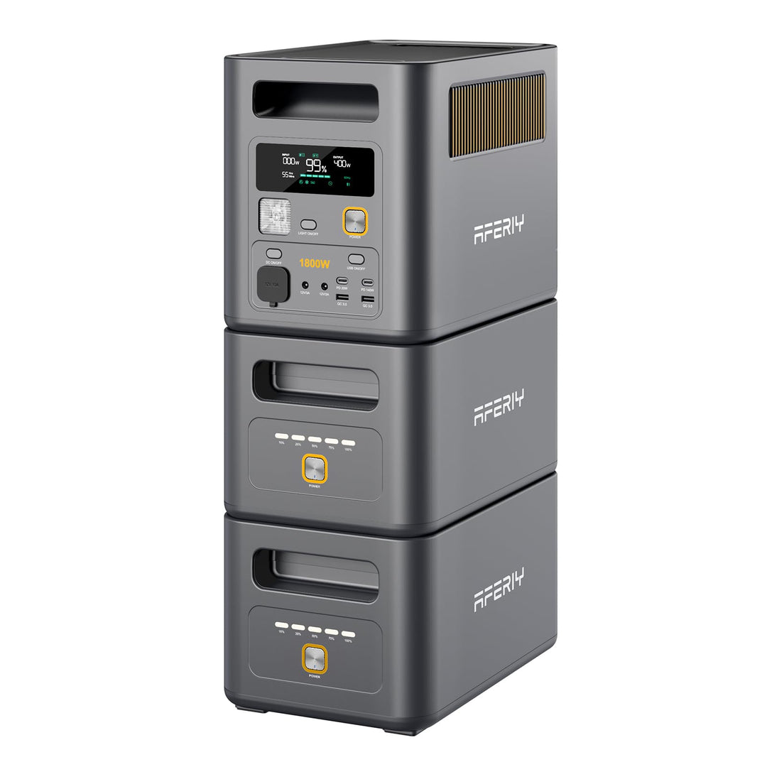 AFERIY 1800W Tragbare Powerstation 1024Wh x3, Erweiterbar Auf 5120Wh LiFePO4 Solargenerator &amp; 1Std S