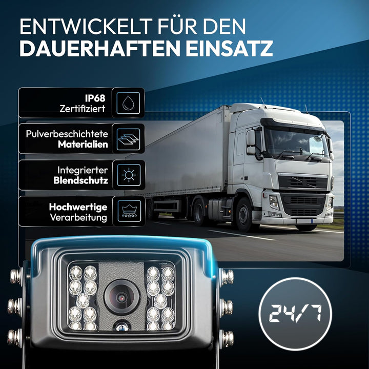 VSG24 24504 Rückfahrkamera 7" Transporter-Set Transit inkl. 2X Kamera, Monitor, Kabel - Wasserdicht