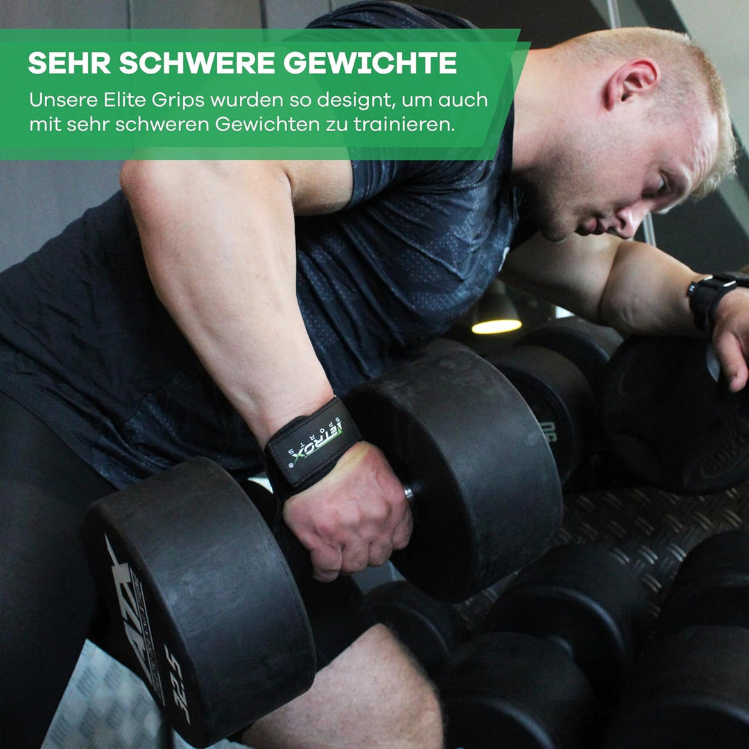 NetroxSports® – Elite Grips Zughilfen für Bodybuilding, Gewichtheben, Krafttraining &amp; Fitness – spez