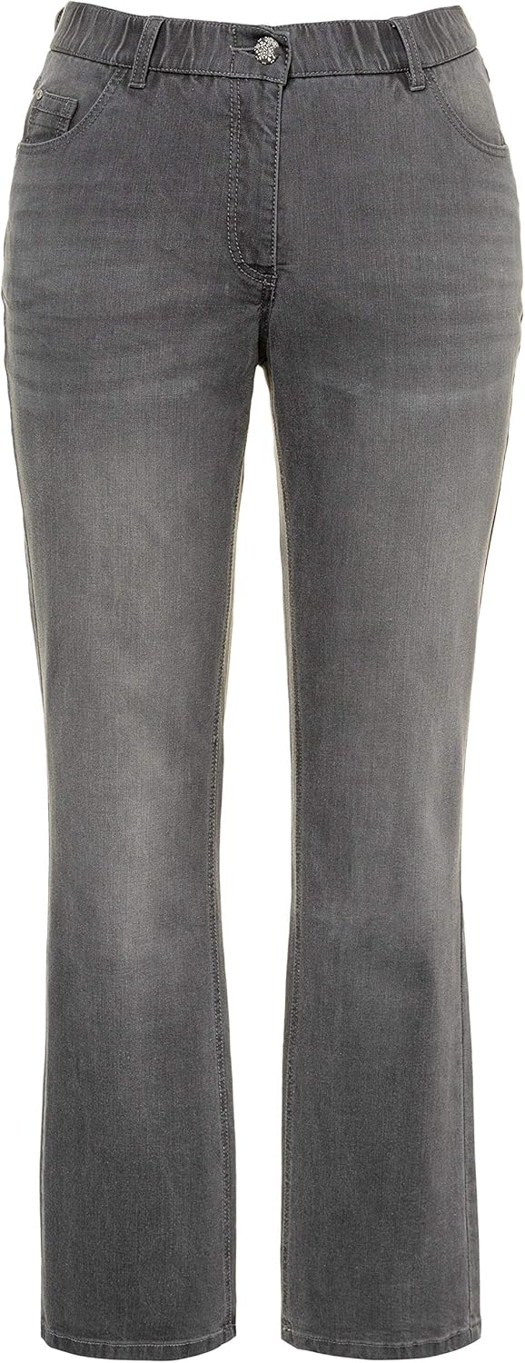 Ulla Popken Damen Hose Bootcut-Jeans 32W / 30L Hellgrau Denim, 32W / 30L Hellgrau Denim