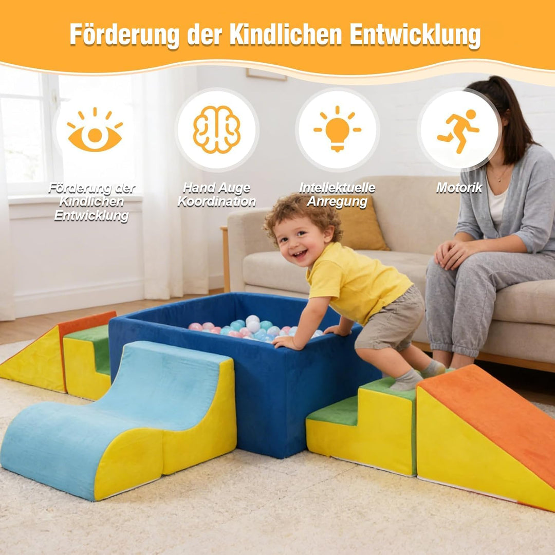 Schaumstoff Bausteine Kinder, Schaumstoff Kletterblöcke XXL, 6 Softbausteine Baby für Zuhause, Monte