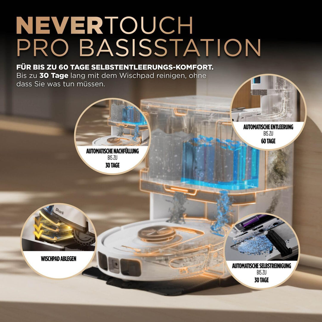 Shark PowerDetect 2-in-1 Saugroboter & Wischroboter, NeverTouch Pro 60-Tage-Selbstentleerung, selbst