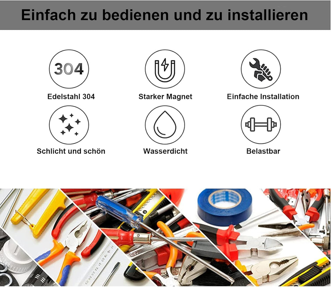 Magnetischer Messerhalter 40 cm schwarzer, ohne Bohren mit 3M Klebestreifen und erweiterten Schraube