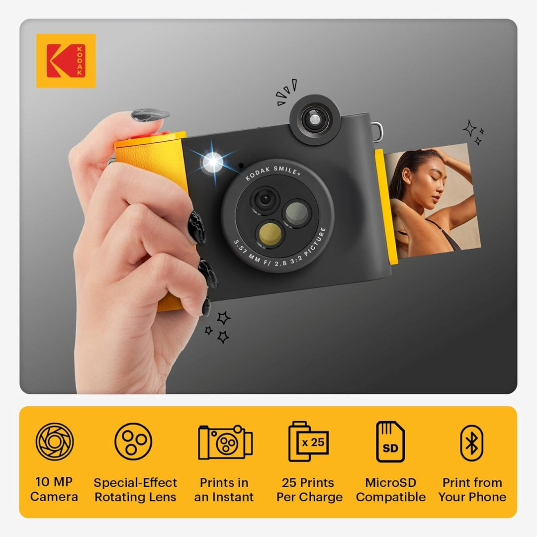 Kodak Smile+ 2-in-1 Digitale Sofortbildkamera & kabelloser Bluetooth-Fotodrucker - 10MP, Spezialeffe