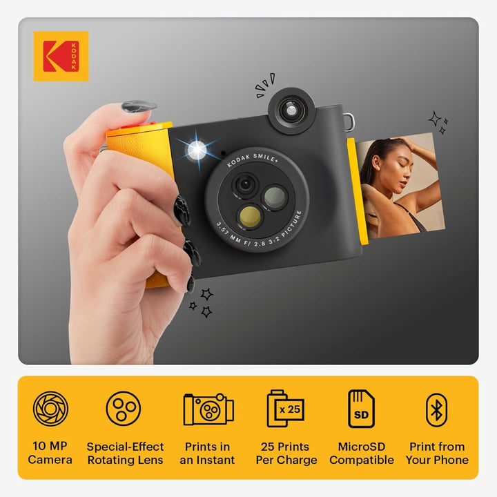 Kodak Smile+ 2-in-1 Digitale Sofortbildkamera & kabelloser Bluetooth-Fotodrucker - 10MP, Spezialeffe