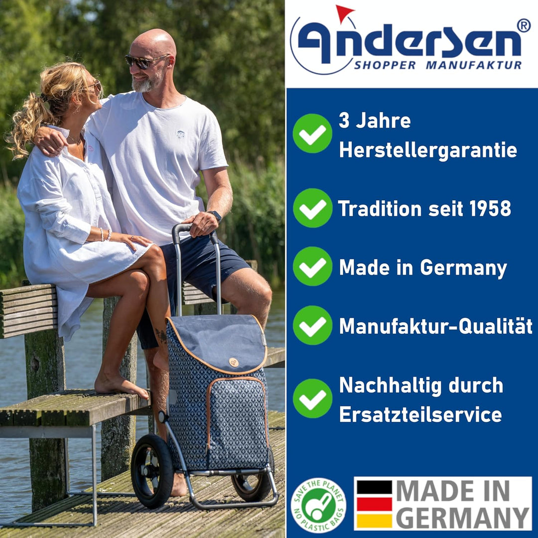 Exklusiv Andersen Einkaufstrolley - Royal Shopper Stahlgestell Wismar schwarz/blau 45 L - klappbar -