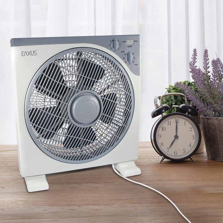 Eaxus® Tischventilator - Kraftvoller 45W Box Ventilator Fan mit Timer & 3 Geschwindigkeitsstufen
