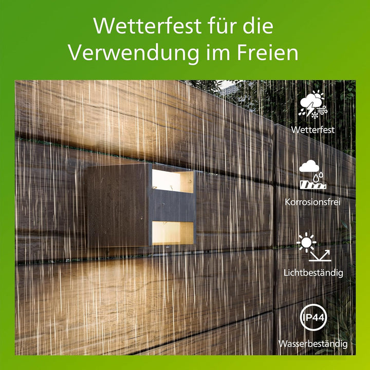 Philips myGarden Arbour LED Sockelleuchte, Aluminium Ohne Bewegungsmelder 2-flammig Wandleuchte, Ohn