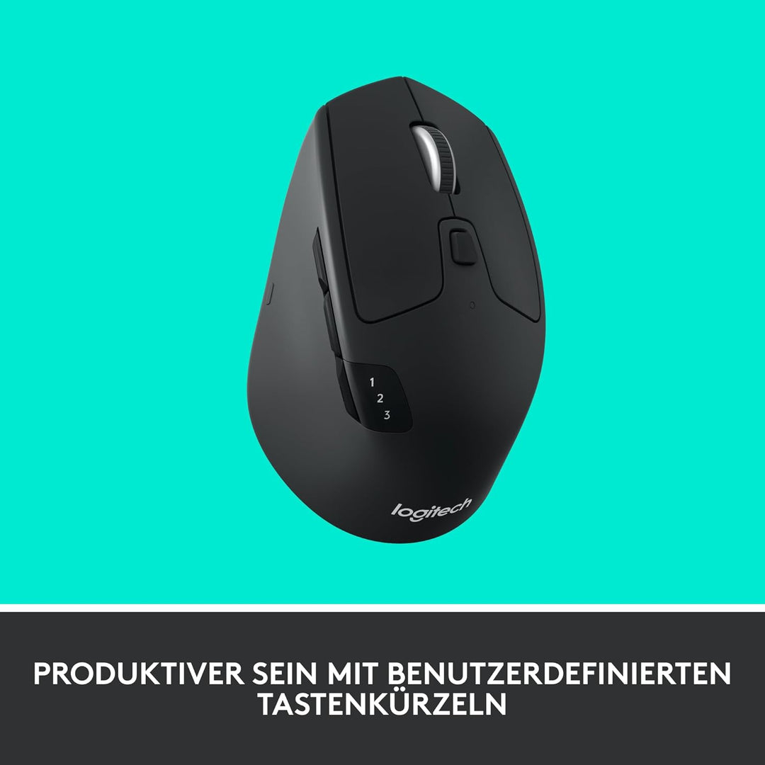 Logitech M720 Triathlon Multi-Device Kabellose Maus, Bluetooth, USB-Unifying-Empfänger, 1000 DPI, 6