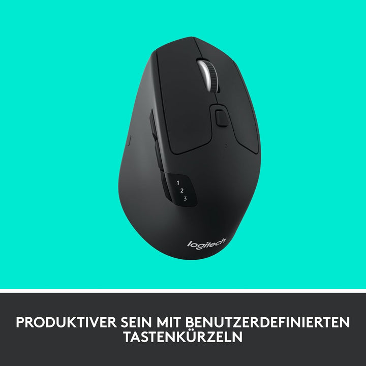 Logitech M720 Triathlon Multi-Device Kabellose Maus, Bluetooth, USB-Unifying-Empfänger, 1000 DPI, 6