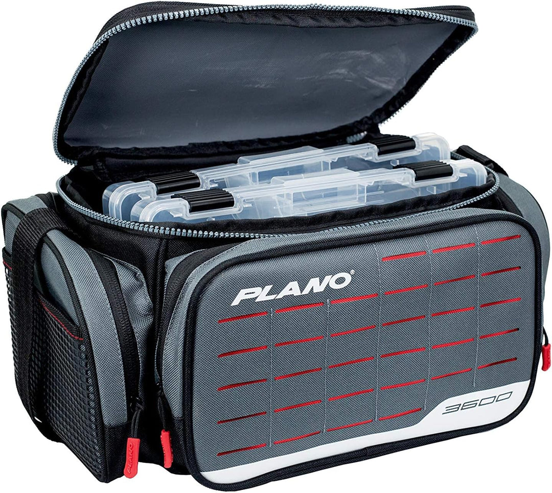 Plano Weekend Serie 3500 Softsider-Tackle-Tasche, Grauer Stoff, enthält 2 3500 Stowaway Storage Boxe