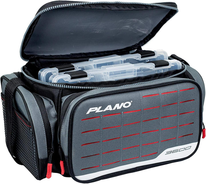 Plano Weekend Serie 3500 Softsider-Tackle-Tasche, Grauer Stoff, enthält 2 3500 Stowaway Storage Boxe
