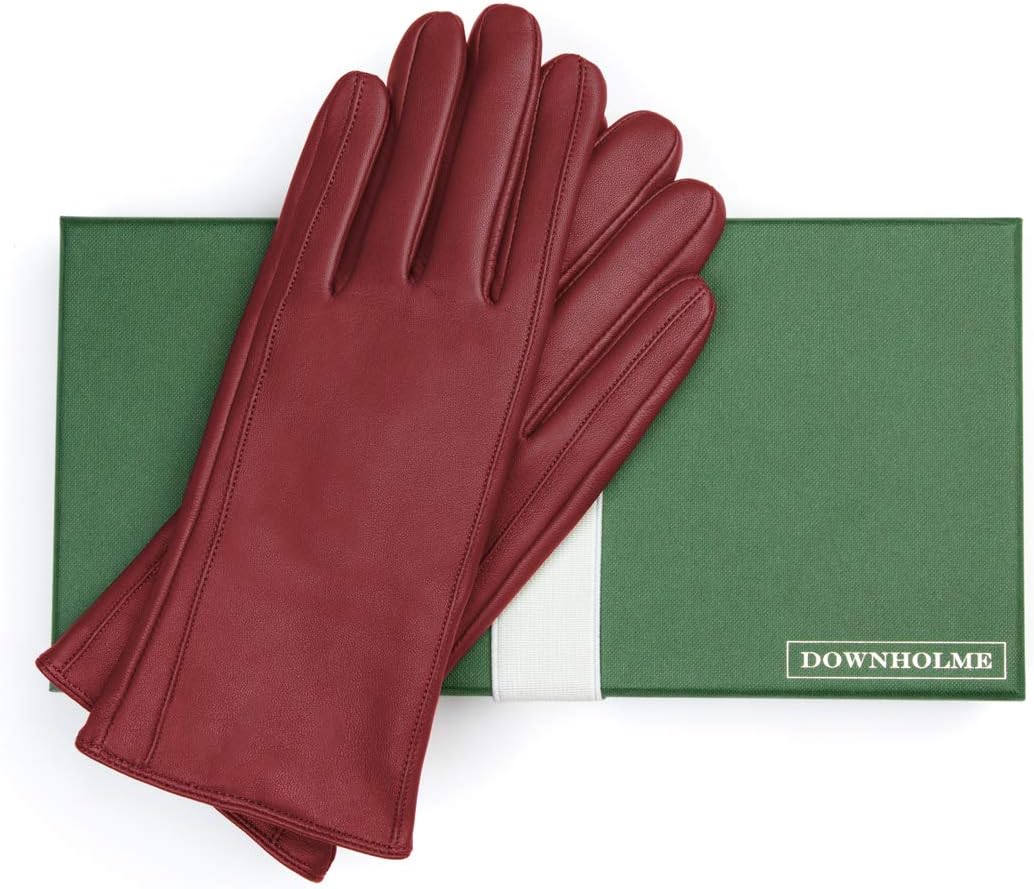 Downholme – Klassische Lederhandschuhe mit Innenfutter aus Kaschmir – für Damen S Burgunderrot, S Bu