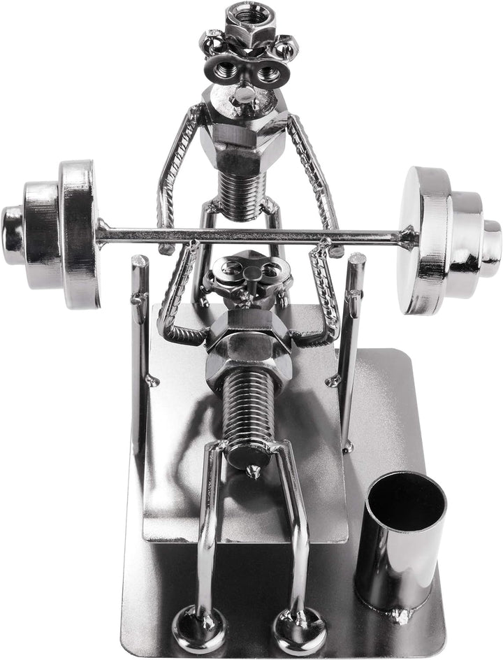 BRUBAKER Schraubenmännchen Bodybuilder Bankdrücken - Handarbeit Eisenfigur Metallmännchen - Metallfi