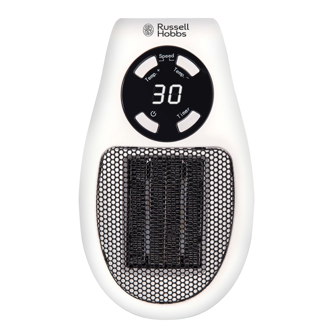 Russell Hobbs RHPH2001 Heater with Ceramic Plug-in Heater, 500 W, Adjustable Thermostat, 12-Hour Tim
