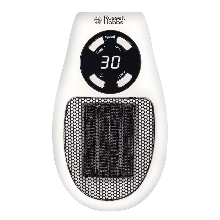 Russell Hobbs RHPH2001 Heater with Ceramic Plug-in Heater, 500 W, Adjustable Thermostat, 12-Hour Tim