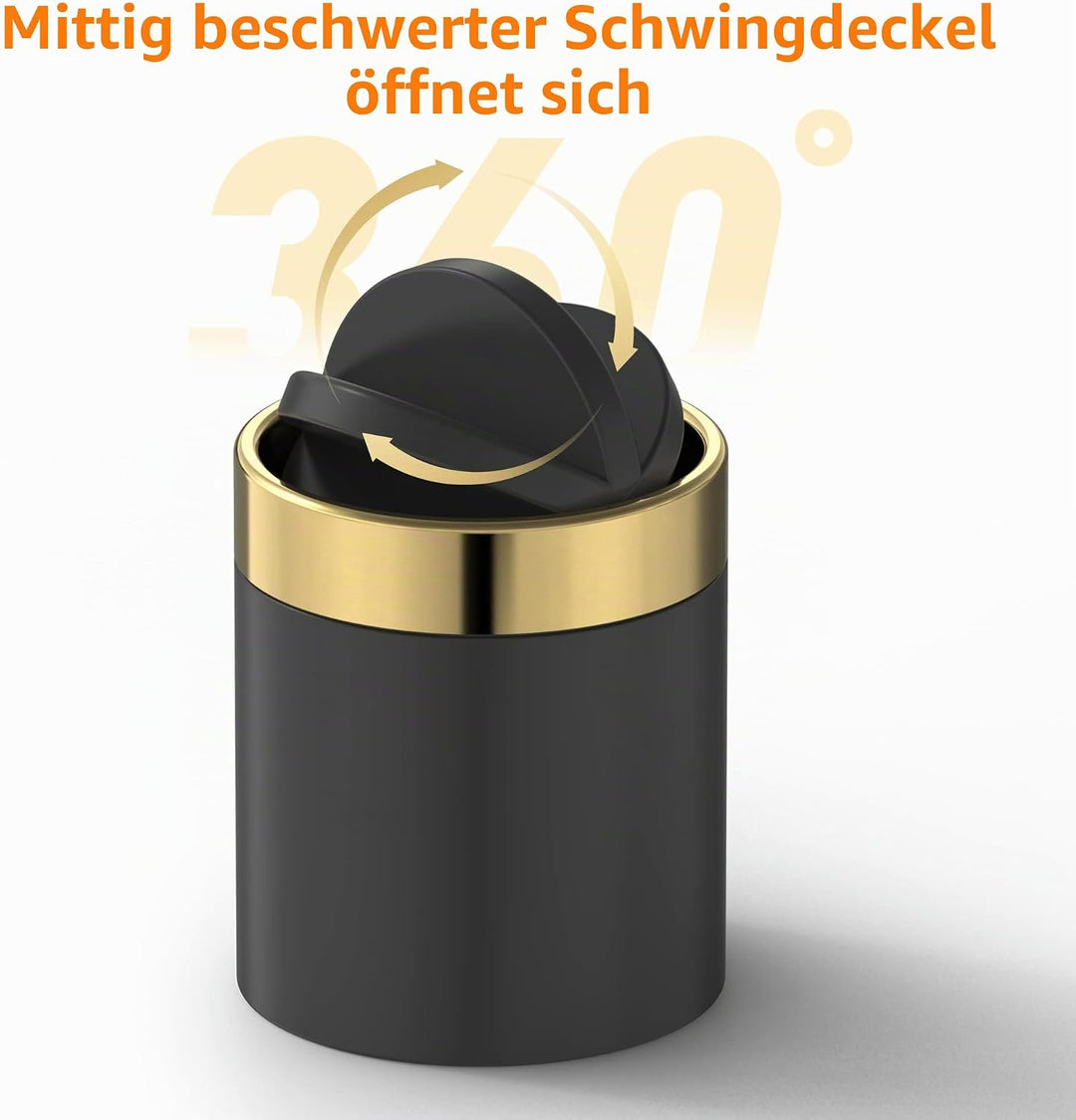 Mbillion Mini-Mülleimer mit Deckel, kleiner Mülleimer für den Schreibtisch, niedlicher Metall für Ti