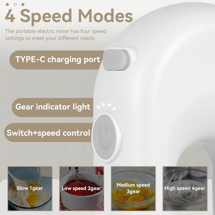 Handmixer, Handrührgerät, Rührgerät Handmixer Handrührer, Hand Mixer Electric, Wiederaufladbarer USB