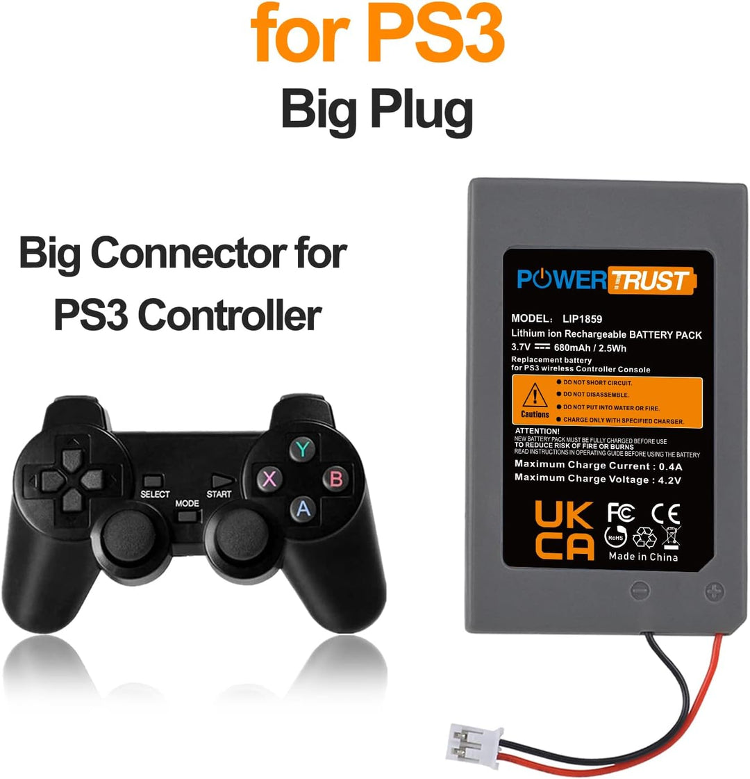 PowerTrust 2 Stück LIP1859 Akku für Sony PS3 Playstation 3 Dualshock Wireless Controller LIP1472 LIP