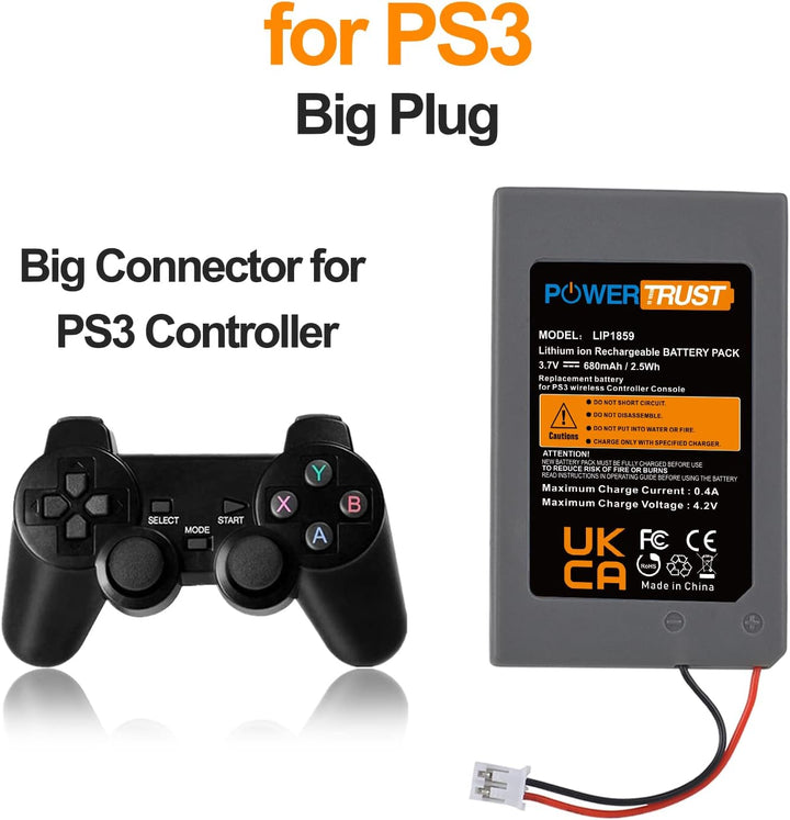 PowerTrust 2 Stück LIP1859 Akku für Sony PS3 Playstation 3 Dualshock Wireless Controller LIP1472 LIP
