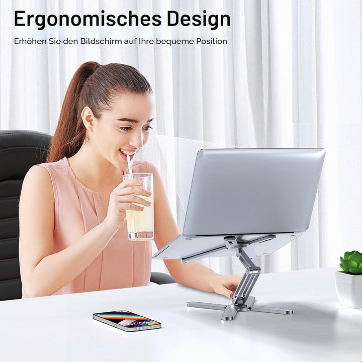 LIENS Verstellbarer Laptop-Ständer mit 360 Grad drehbarer Basis, ergonomischer Computer-Notebook-Stä