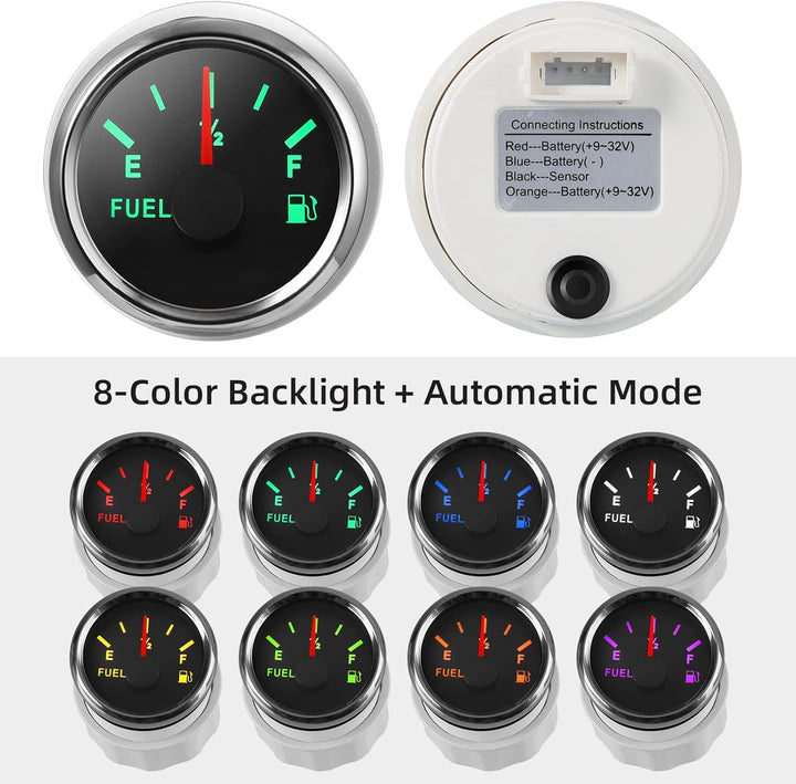 Kraftstoffanzeige,Rupse Universal Auto Kraftstoffstandsanzeige Tankuhr mit Wasserstandssensor Krafts
