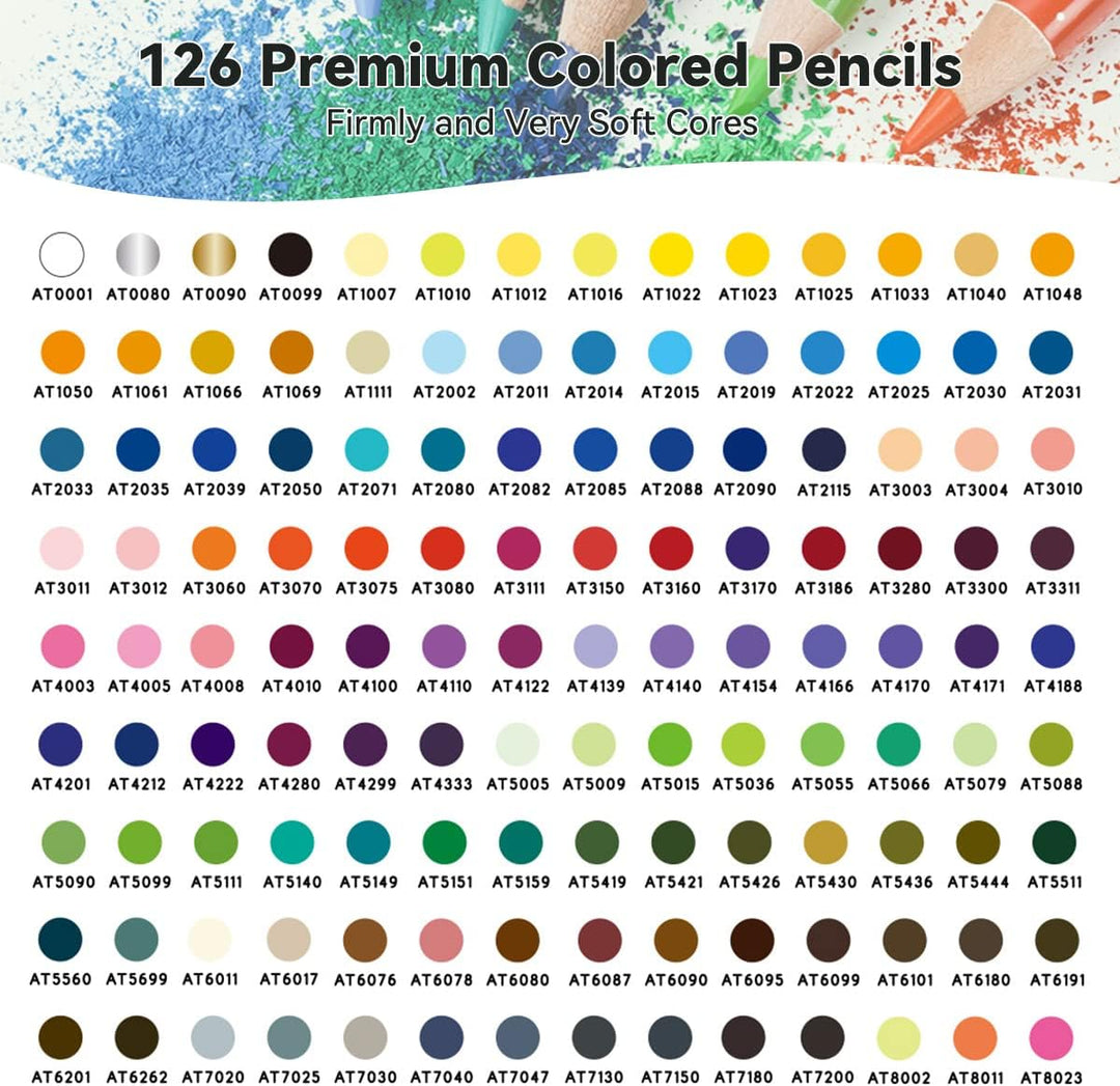 Arrtx Premium 126 Buntstifte Set, Buntminen mit weichem Kern, Cremige Textur, hoher Lichtechtheit un