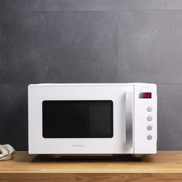Cecotec Mikrowelle ohne Platte GrandHeat 2000 Flatbed White. Fassungsvermögen 20 Liter, Leistung 700