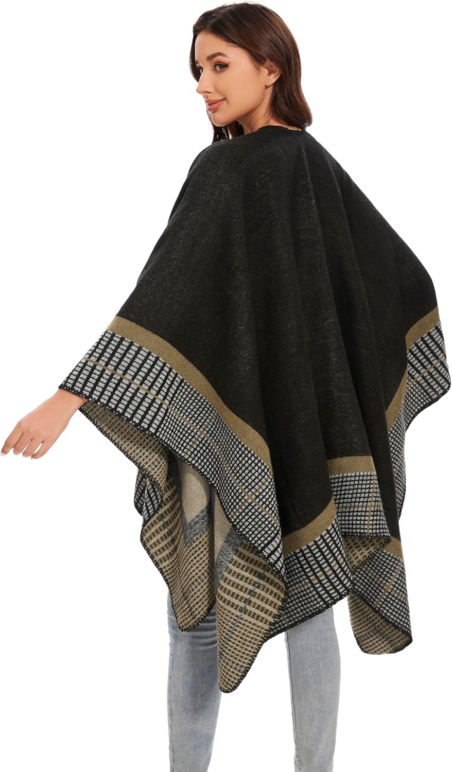 colornival Poncho Damen Winter Warm Elegant Poncho Decke Poncho Cape Strick Poncho Mantel Winter Pon