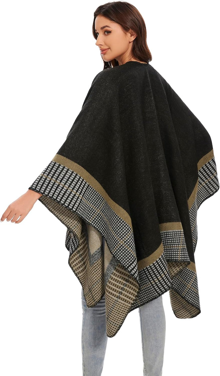 colornival Poncho Damen Winter Warm Elegant Poncho Decke Poncho Cape Strick Poncho Mantel Winter Pon