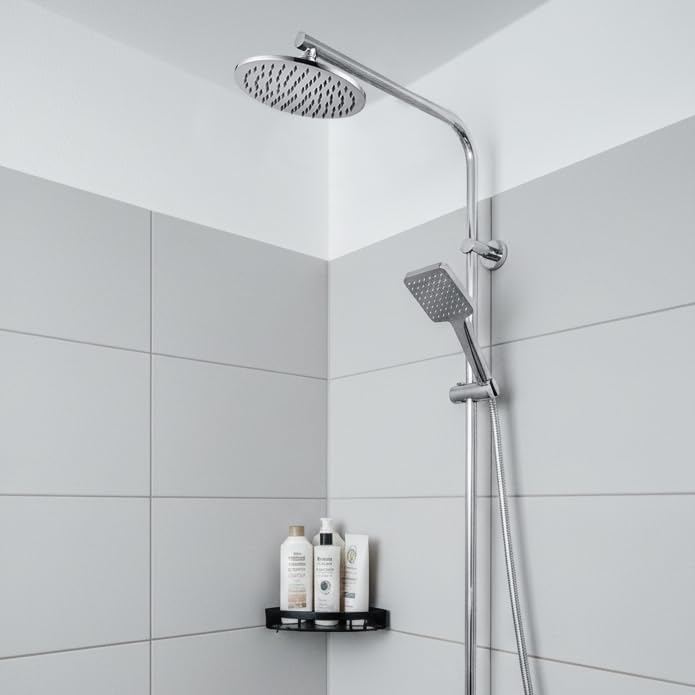 Duschkopf Regendusche, Edelstahl Regendusche Duschkopf, Anti-Kalk-Düsen (Chrom, 20 cm) Kreisförmig 2