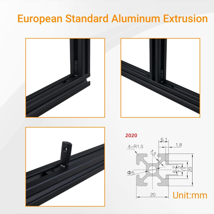 CNCYEAH 4 Stück V Typ Systemprofile 2020 200mm Aluminiumprofil Extrusions Eloxierte Linearschiene+4p