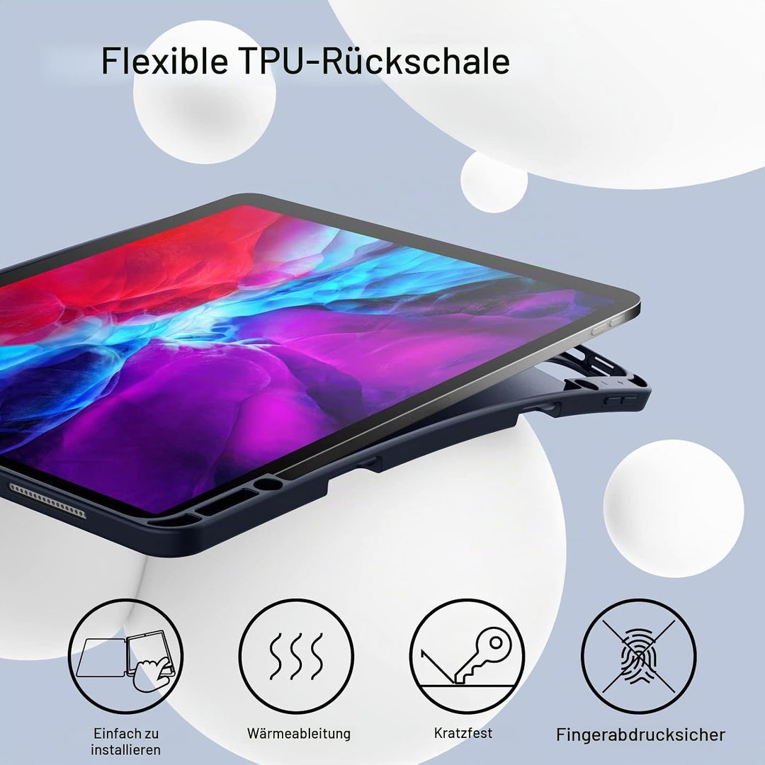 JETech Hülle für iPad Pro 12,9 Zoll (Modell 2020/2018, 4./3. Generation) mit Stifthalter, Pencil Auf
