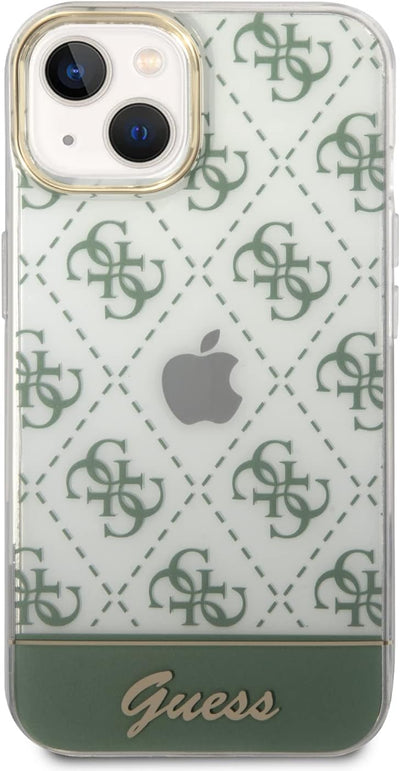 Guess 4G Pattern Script Collection Hardcase Hülle Cover für Apple iPhone 14 Plus Khaki