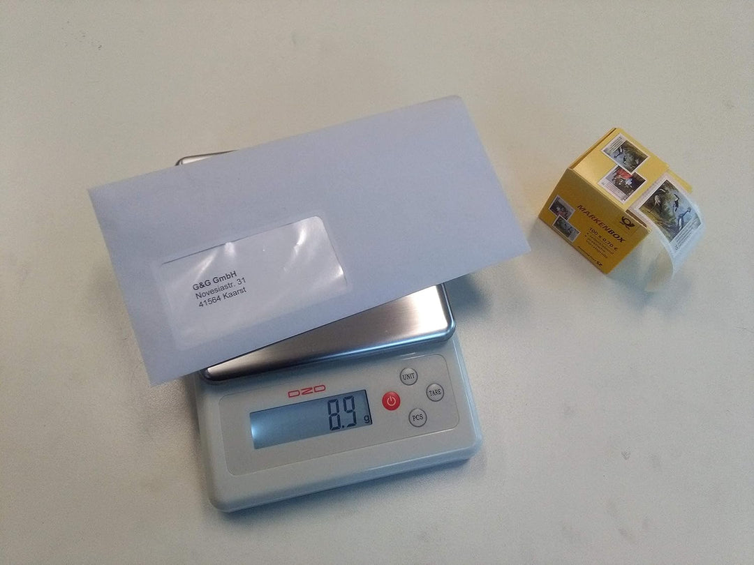 DZD DJKF Briefwaage 6kg/0,1g Küchenwaage, einstellbare Abschaltautomatik, Feinwaage Digitalwaage, mi