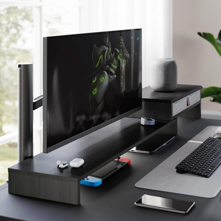 Fenge Dual Monitorständer Bildschirmständer mit Schublade für Computer TV Laptop, Monitorständer, Lä