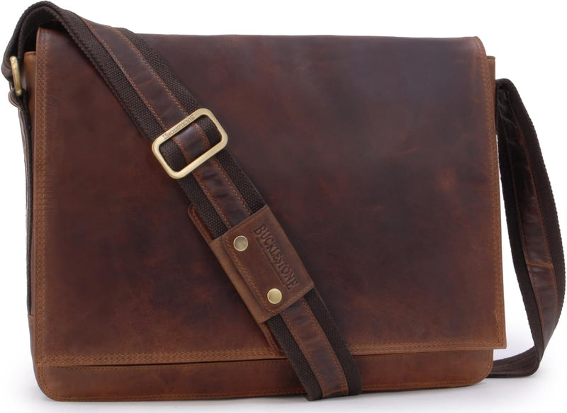 Bucklestone - Herren Leder Laptoptasche 17 Zoll - Schultertasche Gross - Messenger Bag/Arbeitstasche