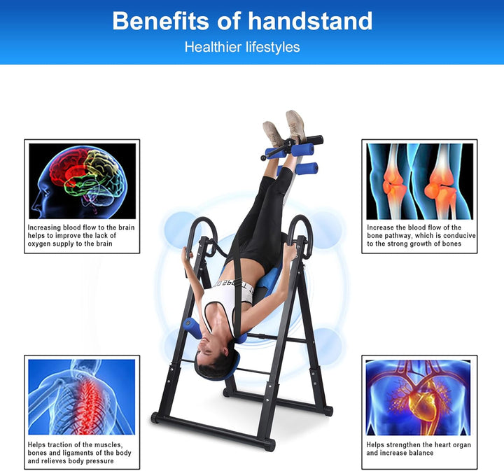 Inversionsbank, klappbarer Schwerkrafttrainer, Inversion Table mit 3 Inversionswinkel, Streckbank zu