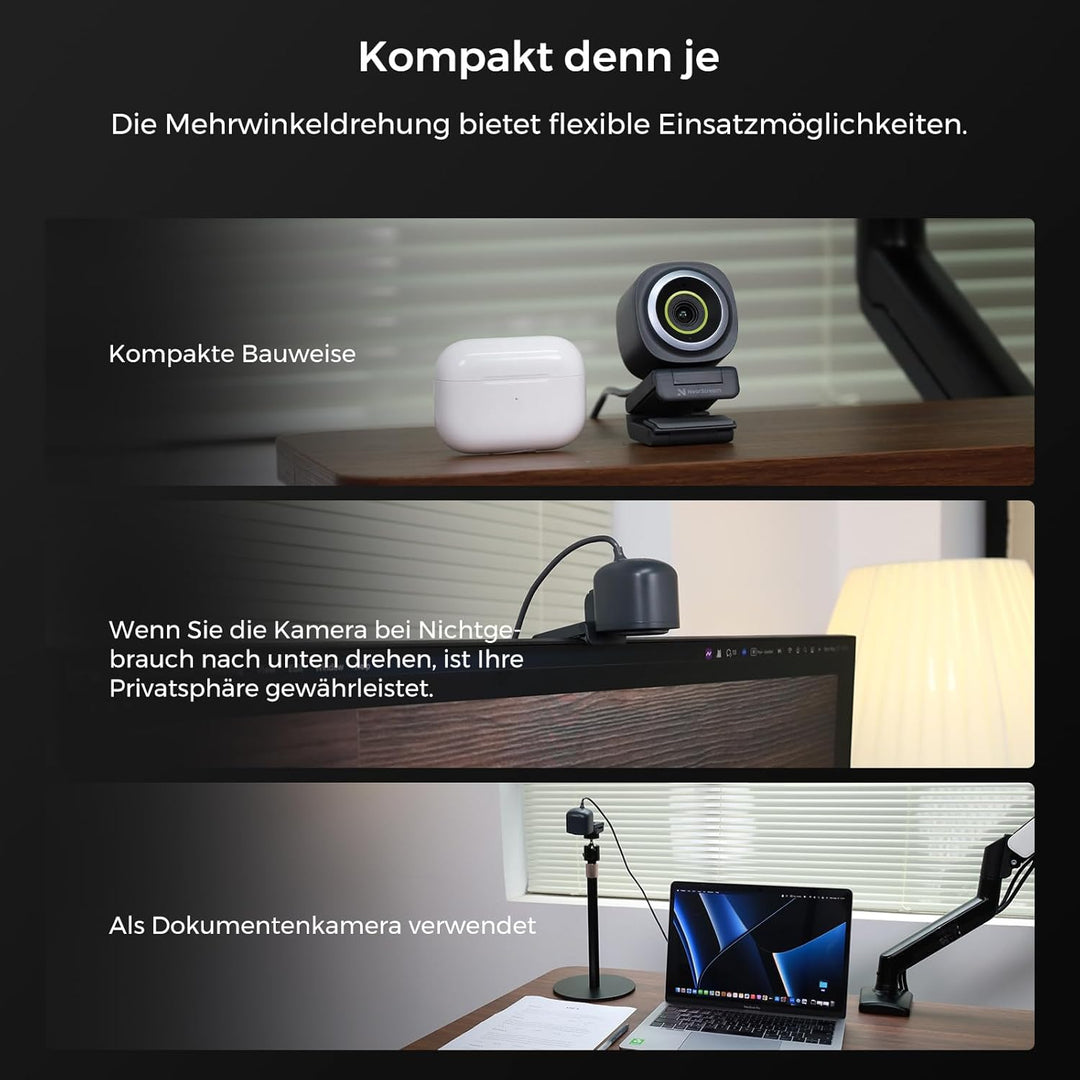 NearStream 4K Webcam für PC, HDR 60FPS Streaming Webcam mit Mikrofon,Software Control Einstellbares