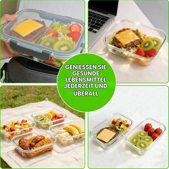 Brotdosen Glasbehälter mit Deckel,Glas Frischhaltedosen Set 20-teilig (10 Behälter &amp; 10 Deckel) BPA-