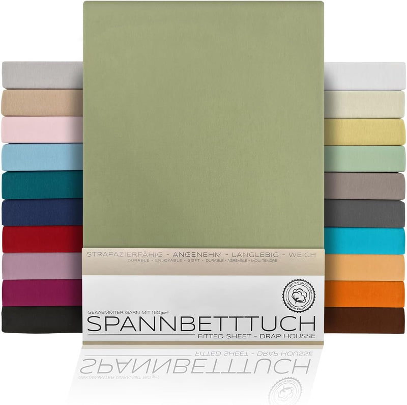 BEAUTEX Spannbetttuch Bettlaken aus Baumwolle, Premium Jersey Stoff 160g/m², Grösse und Farbe wählba