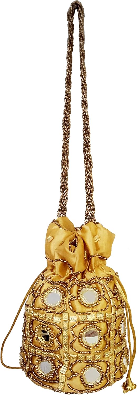 Purpledip Potli Bags Drawstring Purse (Potli02$) Einheitsgrösse Gold, Einheitsgröße Gold