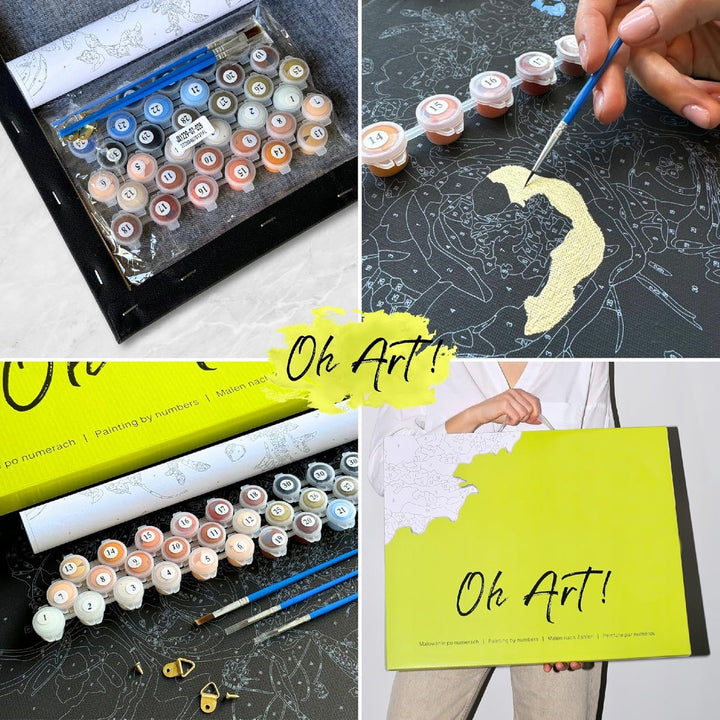Oh Art! Malen Nach Zahlen Erwachsene Paint By Numbers Adult Set Mit 3 Pinseln Acrylfarben Und Leinwa