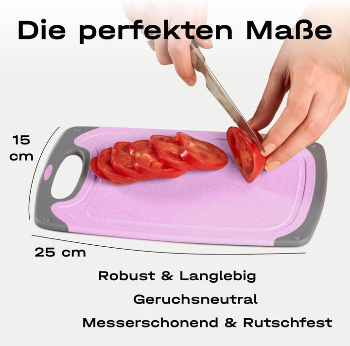 6 kleine Frühstücksbrettchen in 6 Farben, 24x14cm, Kunststoff, Bretter, Brotzeitbrett, Schneidebrett