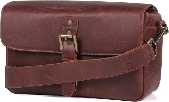 MegaGear MG1332 Torres Kameratasche - Kuriertasche aus echtem Leder für Spiegellose, Sofortbild- und