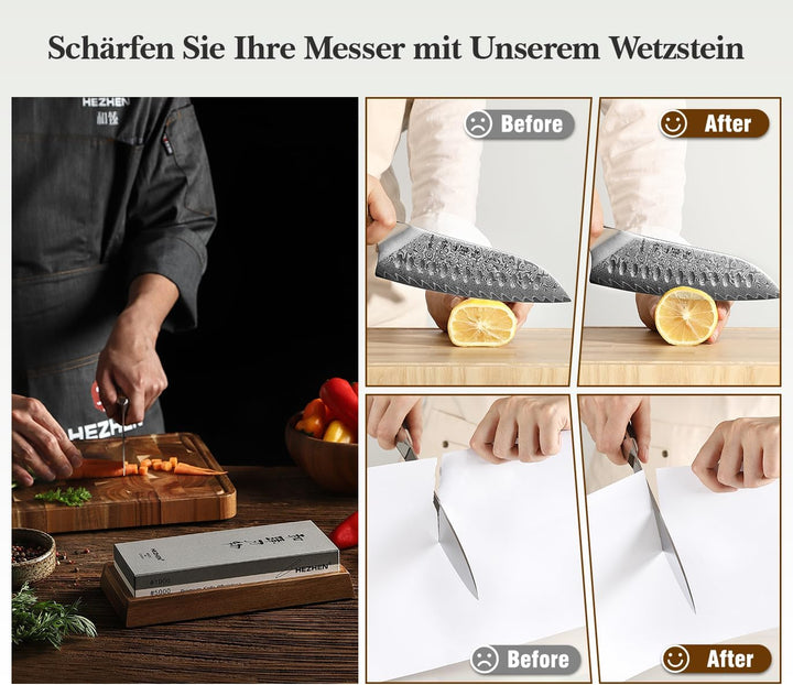 HEZHEN Doppelseitiger Abziehstein, Gross Weisskorund Schleifstein Wetzstein, Professionell Messersch