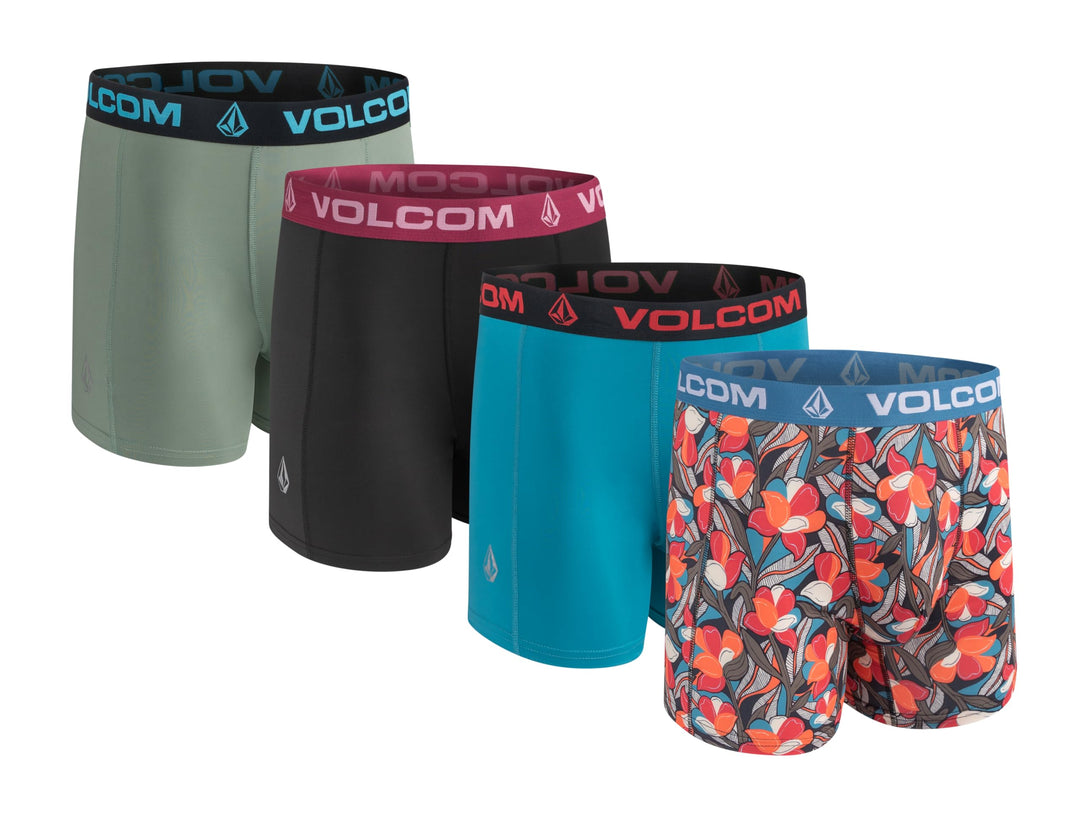 Volcom Herren Volcom Boxer Briefs Boxershorts (4er Pack) M Mehrfarbig/Hellblau/Schwarz/Hellgrün, M M