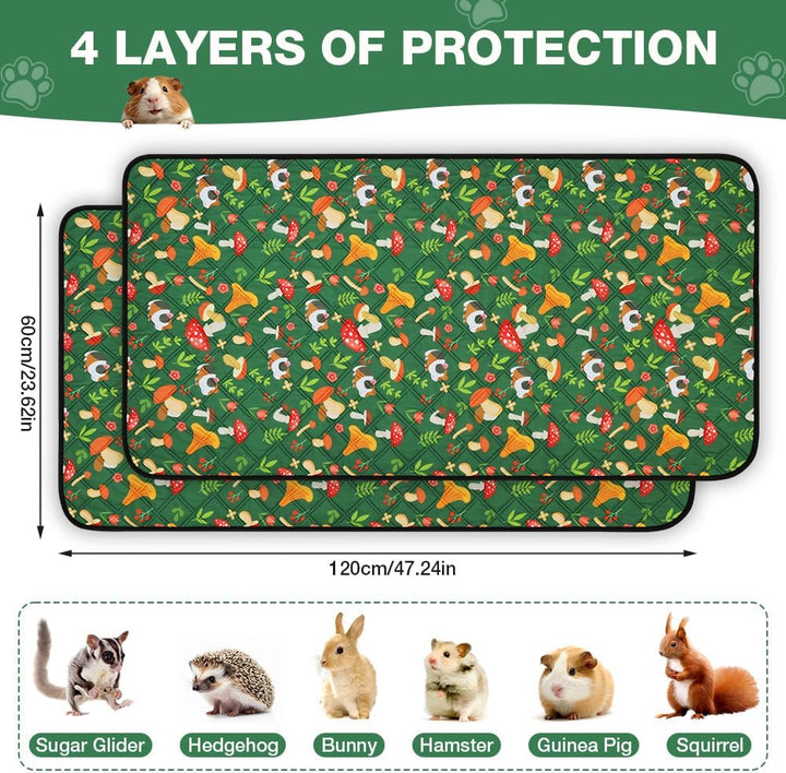 Wiederverwendbare PIPI Pads Matte für Meerschweinchen, 2PC Waschbar und 4 Lagen Super Saugfähige Unt