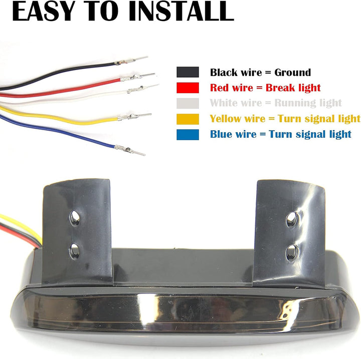 JMTBNO Motorrad Rücklicht LED Hinten Fender Edge Bremslicht mit Blinker Licht Stop Lauflicht Lampe 1