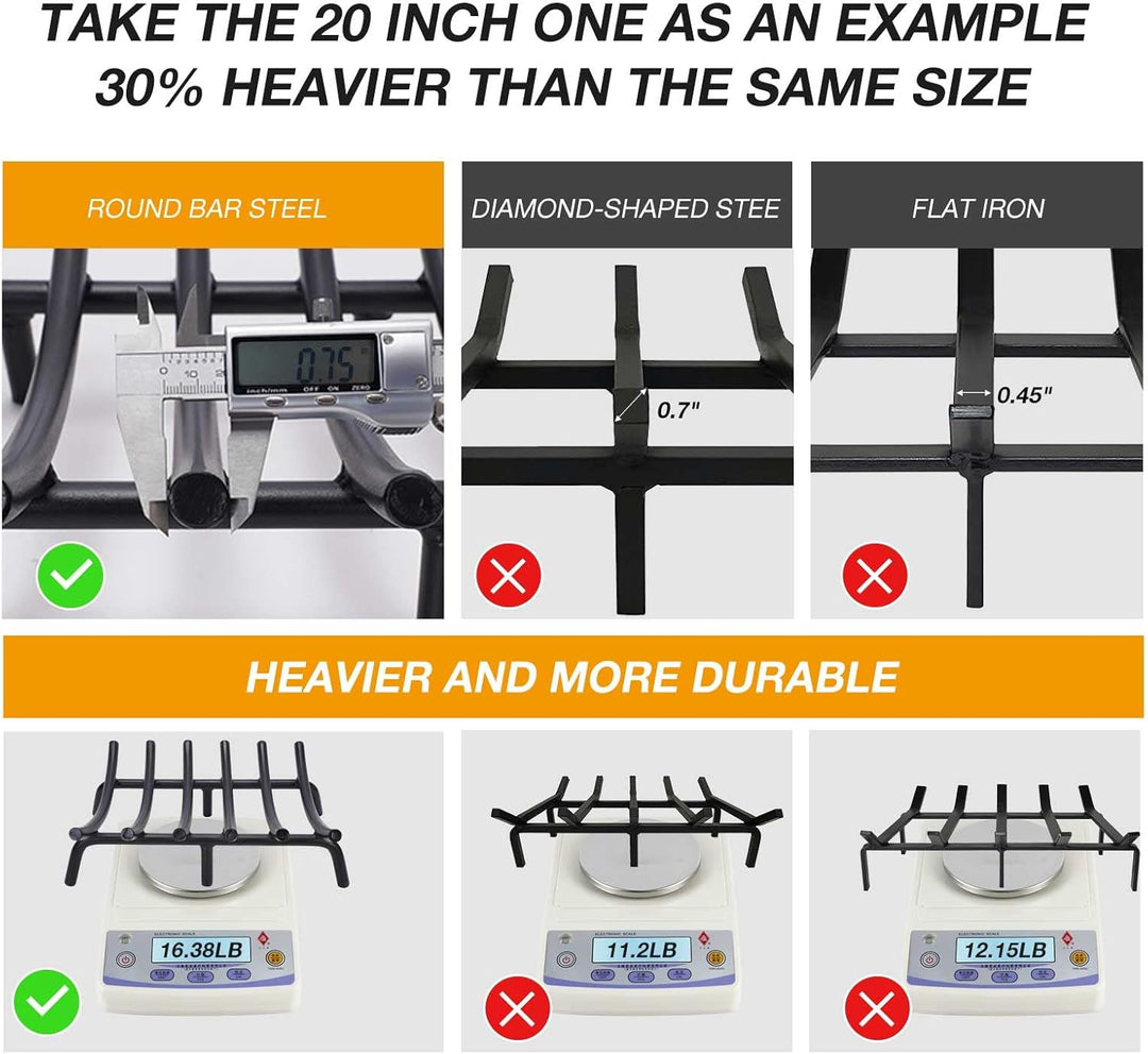 MYFIREPLACEDIRECT Kaminrost, strapazierfähig, Kaminholzhalter, Roste, massiver runder Stahl, für dri